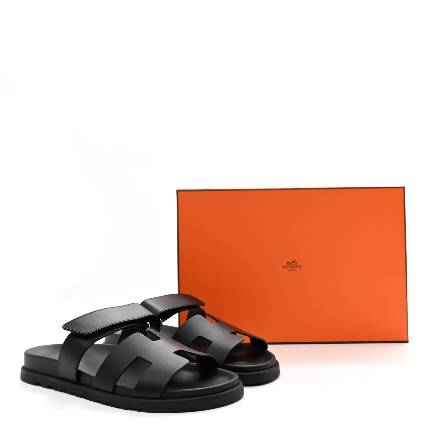 Hermes Calfskin Womens Chypre Sandals 38 Black 10 of 10