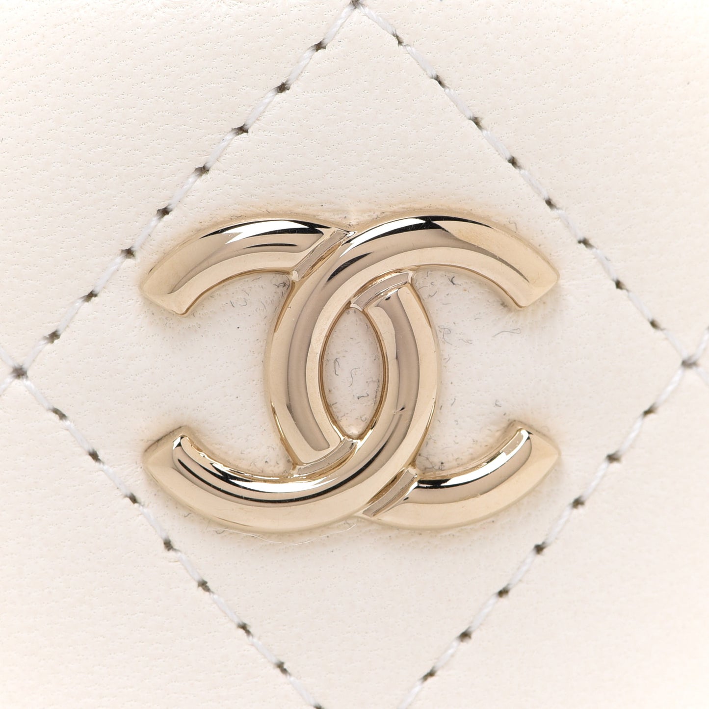 Lambskin Quilted Mini Bucket Bag With Chain White