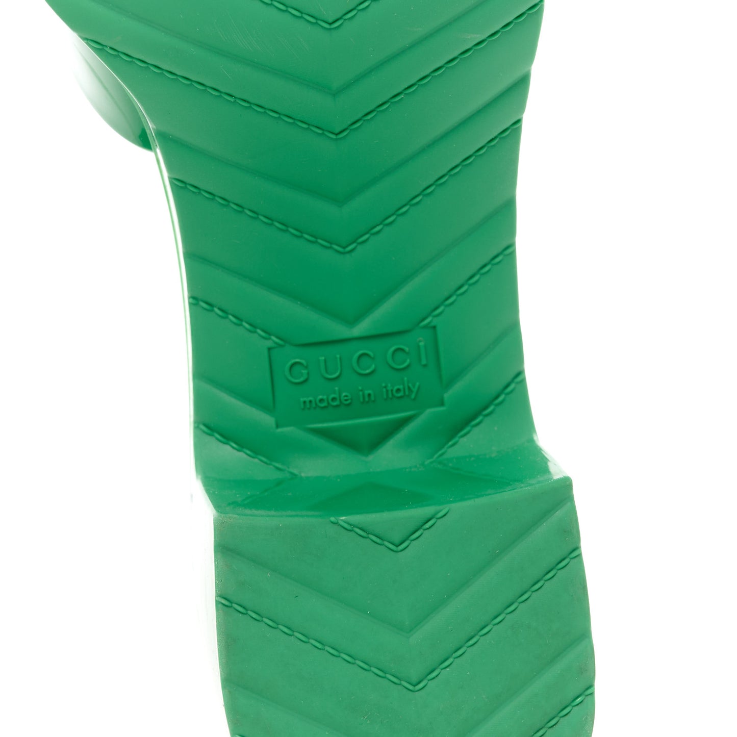 Rubber Gucci Logo Womens Platform 20/60mm Slide Sandals 37 New Shamarock