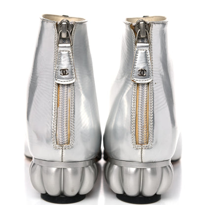 Chanel Metallic Patent CC Short Boots 36.5 Silver 5 of 13