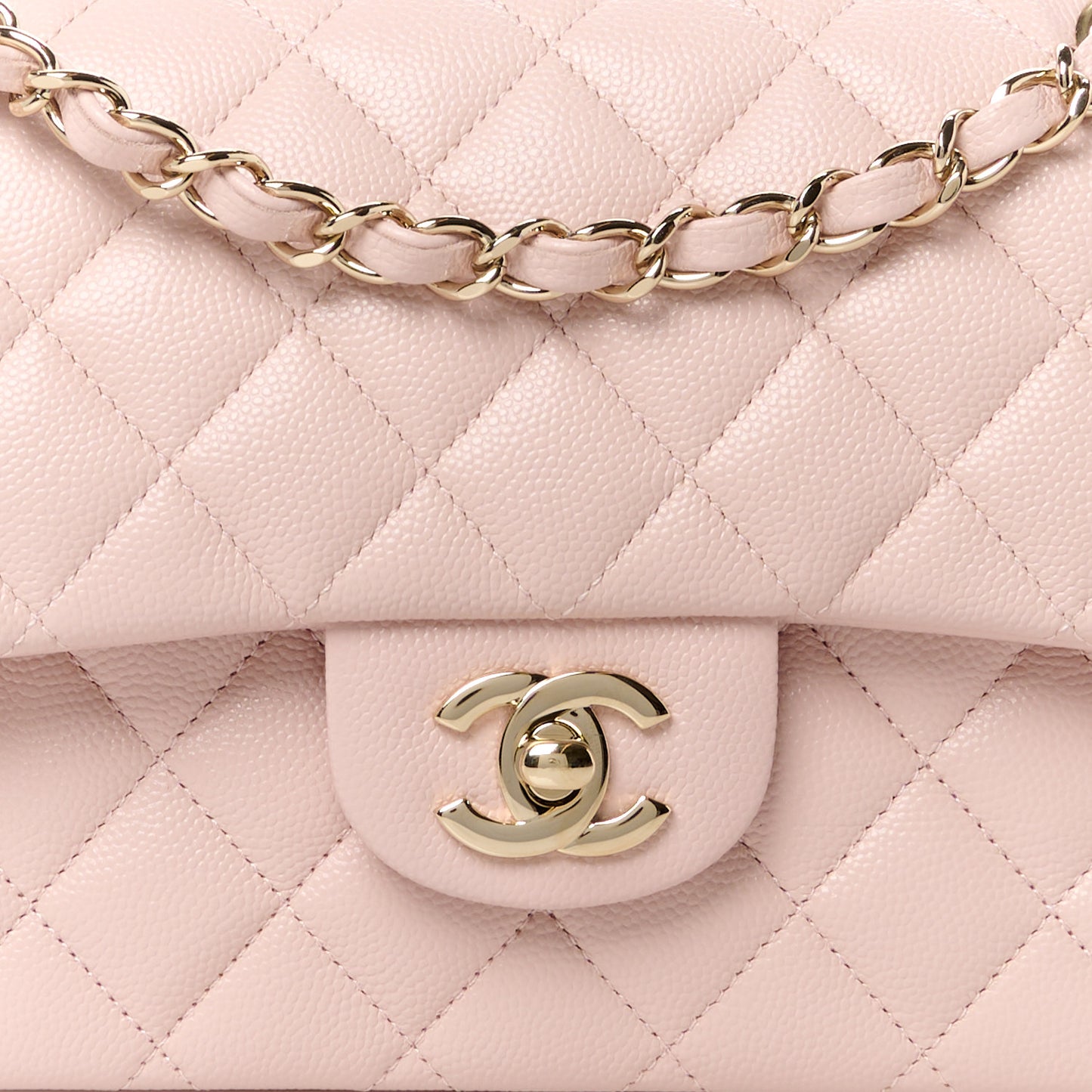 Caviar Quilted Small Double Flap Light Pink