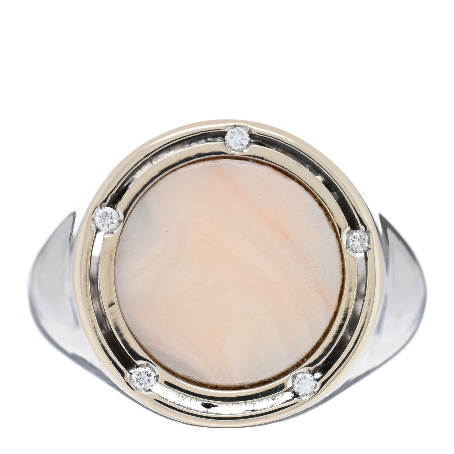 Damiani X BRAD PITT 18K White Gold Diamond Coral D.Side Ring 55 7.25 1 of 4