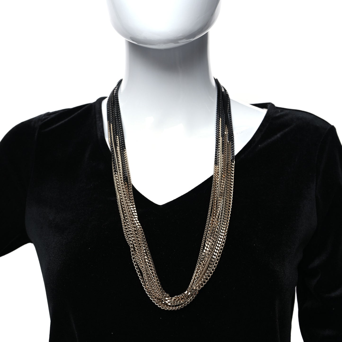 Ruthenium Chain CC Necklace Black Gold