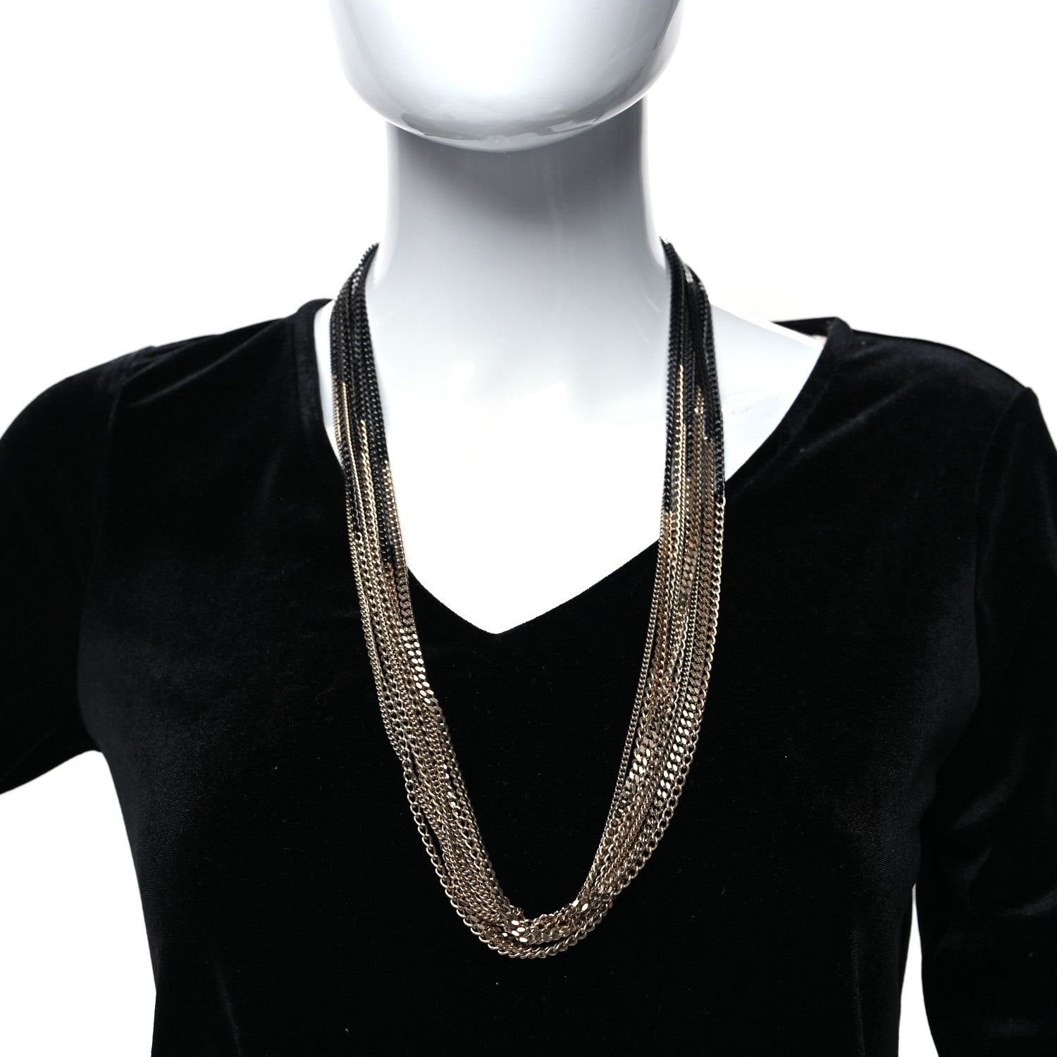 Chanel Ruthenium Chain CC Necklace Black Gold 2 of 5