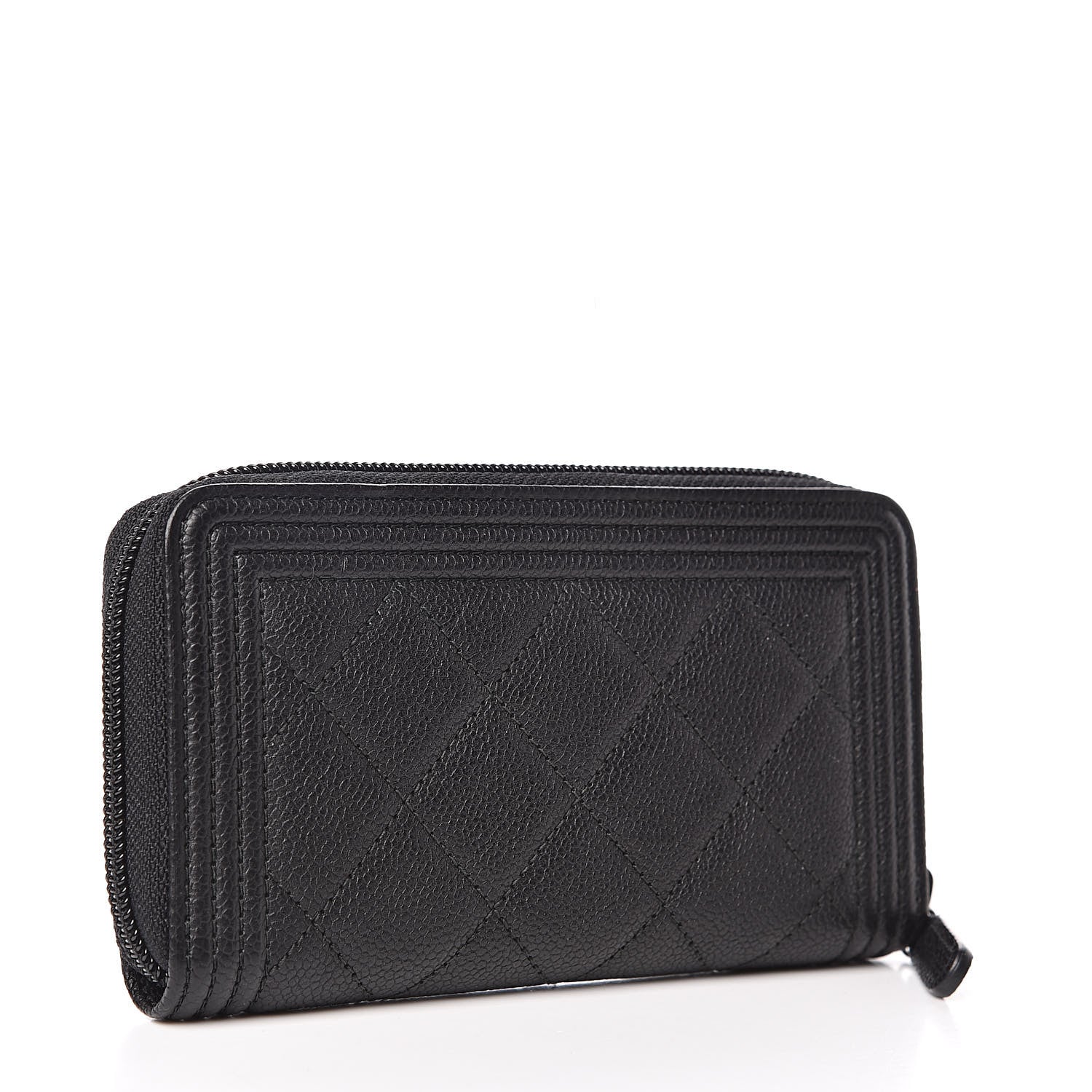 Chanel Caviar Quilted Small Boy Zip Around Wallet Black 3 of 10