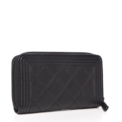 Chanel Caviar Quilted Small Boy Zip Around Wallet Black 3 of 10