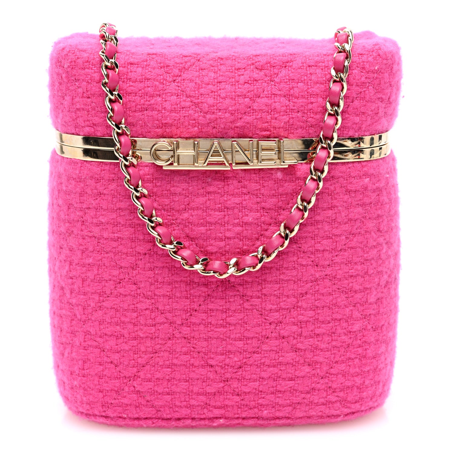 Chanel Tweed Quilted Small Vanity Case Fuchsia 1 of 10