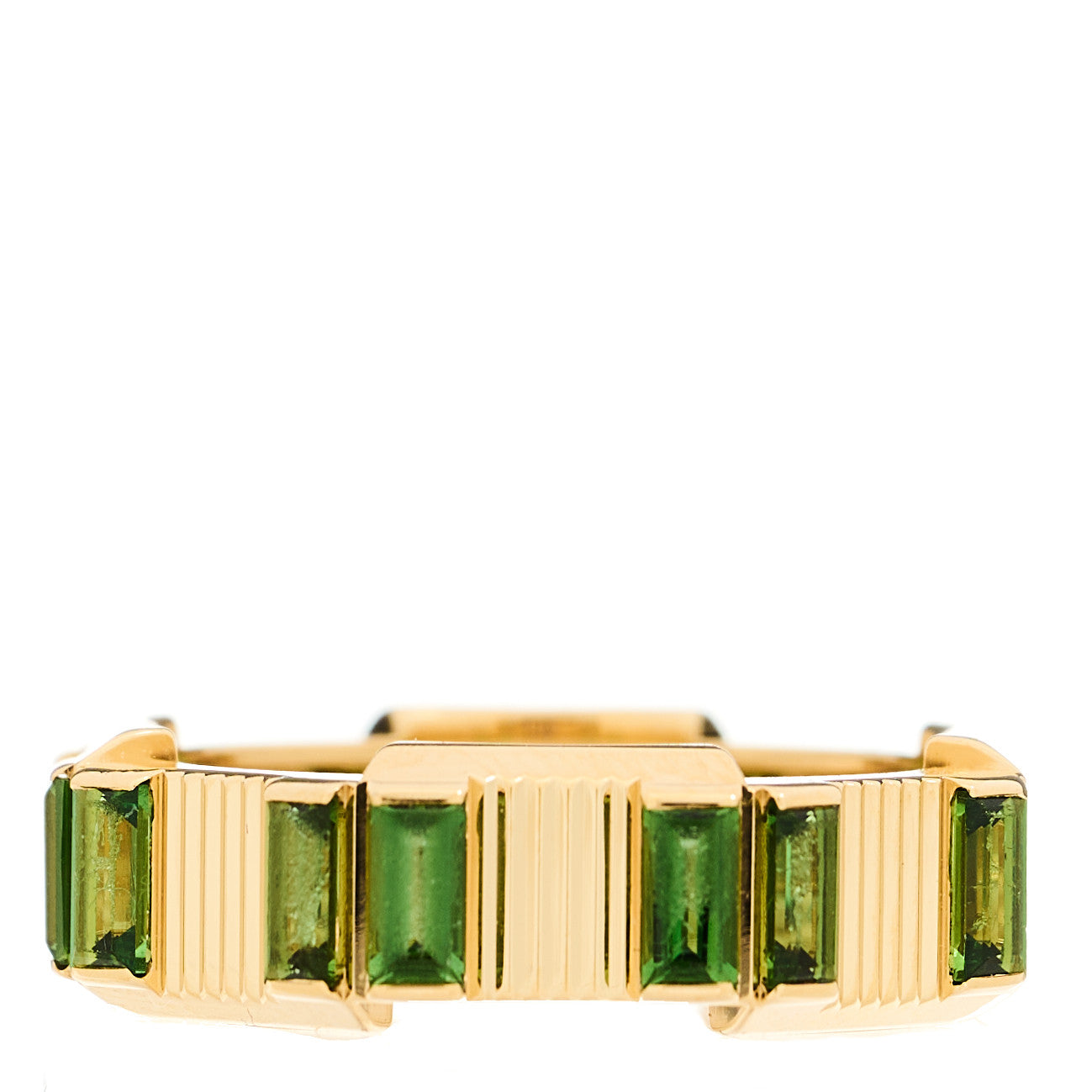 18K Yellow Gold Green Tourmaline 7mm Link to Love Ring 54 6.75