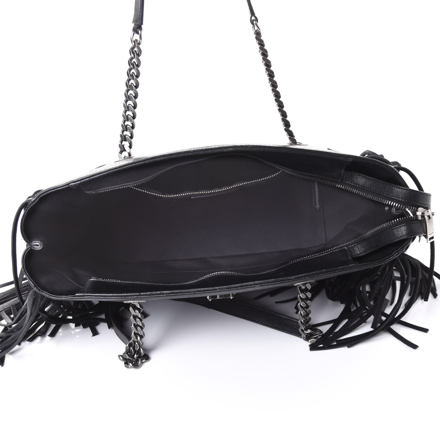 Saint Laurent Calfskin Fringe Monogram Shopping Tote Black 4 of 4
