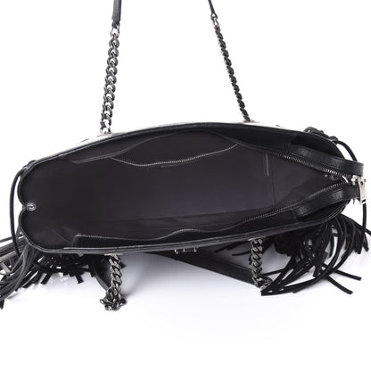 Saint Laurent Calfskin Fringe Monogram Shopping Tote Black 4 of 4