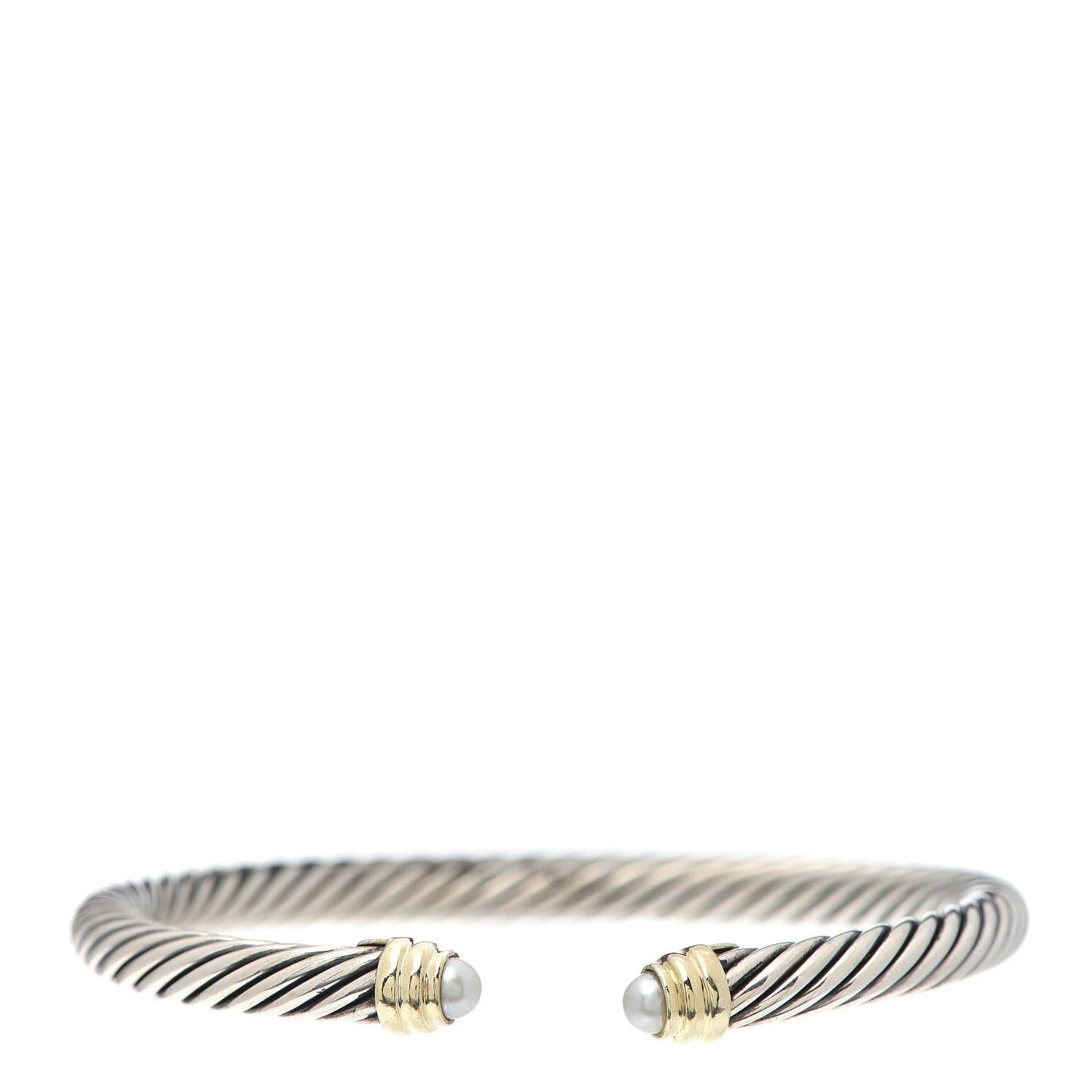 Sterling Silver 14K Yellow Gold Pearl 5mm Cable Classics Petite Color Bracelet