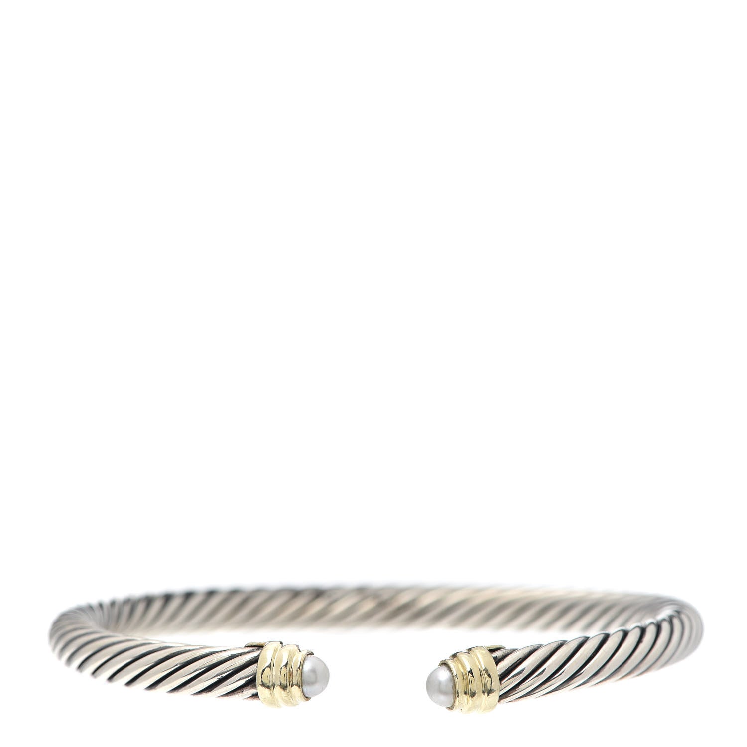 David Yurman Sterling Silver 14K Yellow Gold Pearl 5mm Cable Classics Petite Color Bracelet 1 of 5