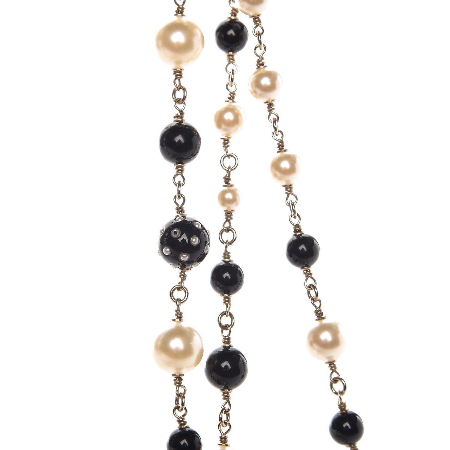 Chanel Resin Pearl Multi Strand CC Necklace Black 6 of 7