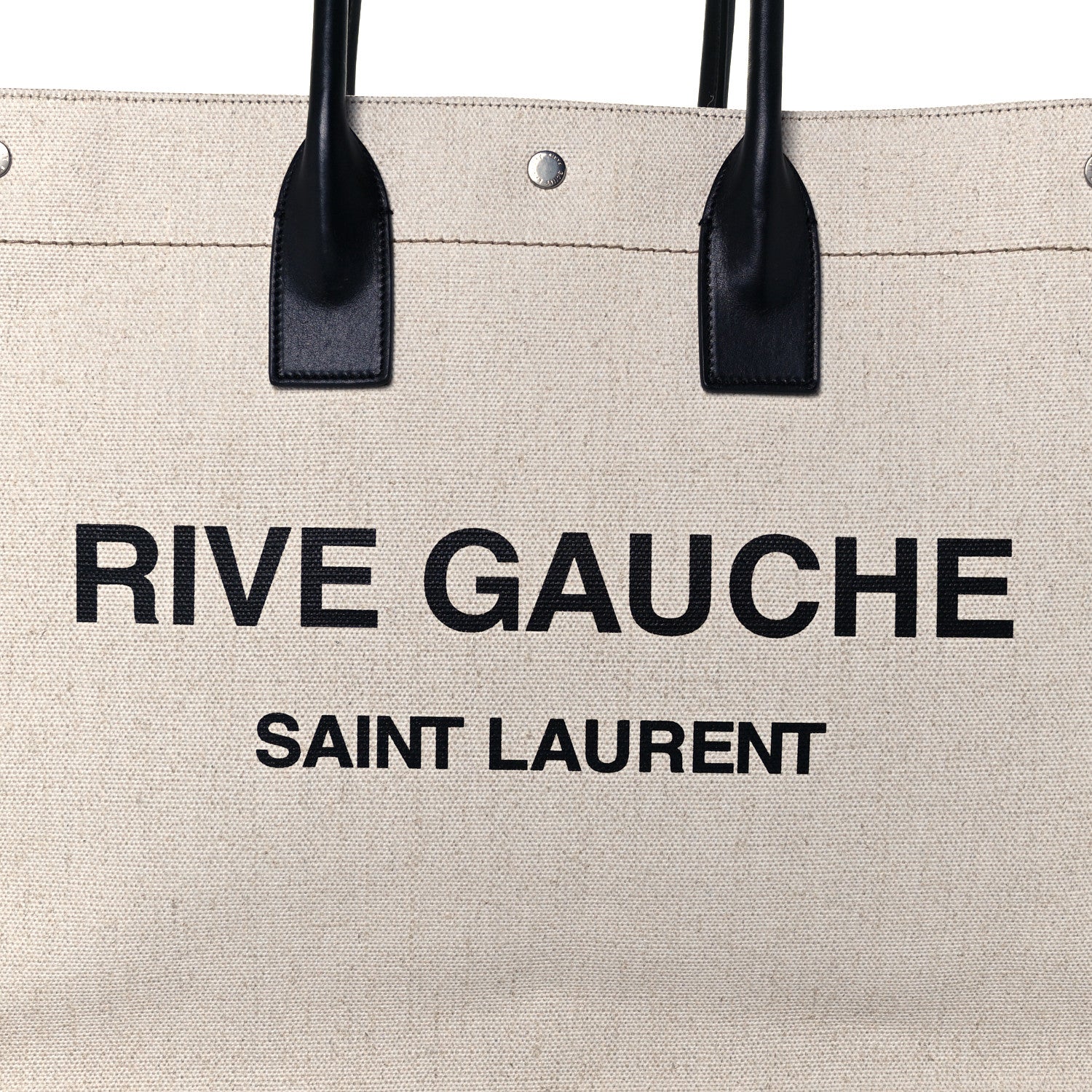 Saint Laurent Linen Calfskin Rive Gauche Tote Optic White 8 of 10