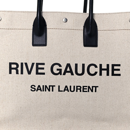Saint Laurent Linen Calfskin Rive Gauche Tote Optic White 8 of 10