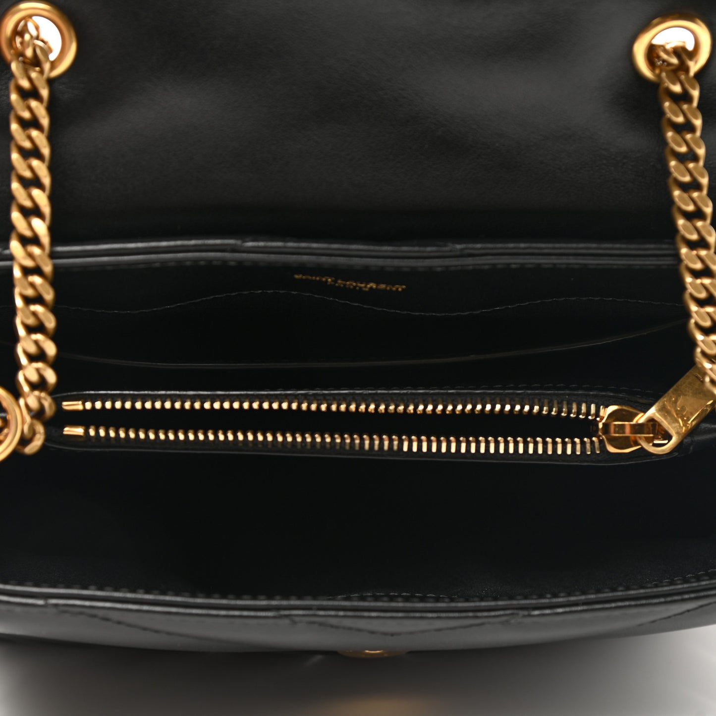Calfskin Y Quilted Monogram Small Loulou Chain Satchel Black