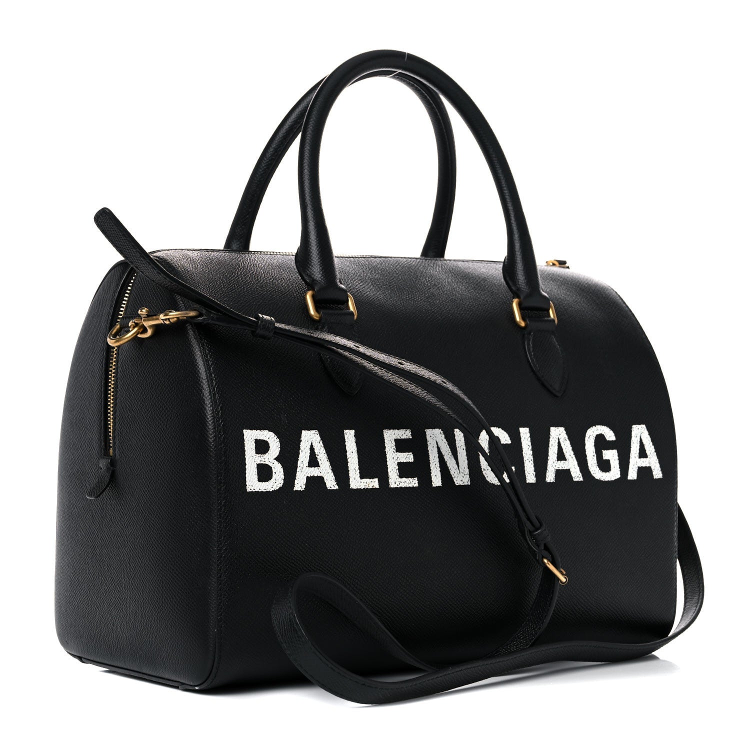 Balenciaga Grained Calfskin Medium Ville Bowling Bag Black 3 of 18