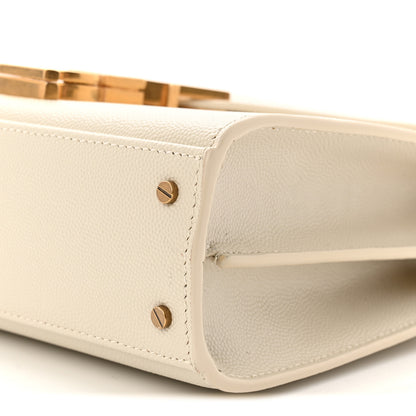 Saint Laurent Grain de Poudre Mini Classic Monogram Cassandra Top Handle Vintage White 10 of 10