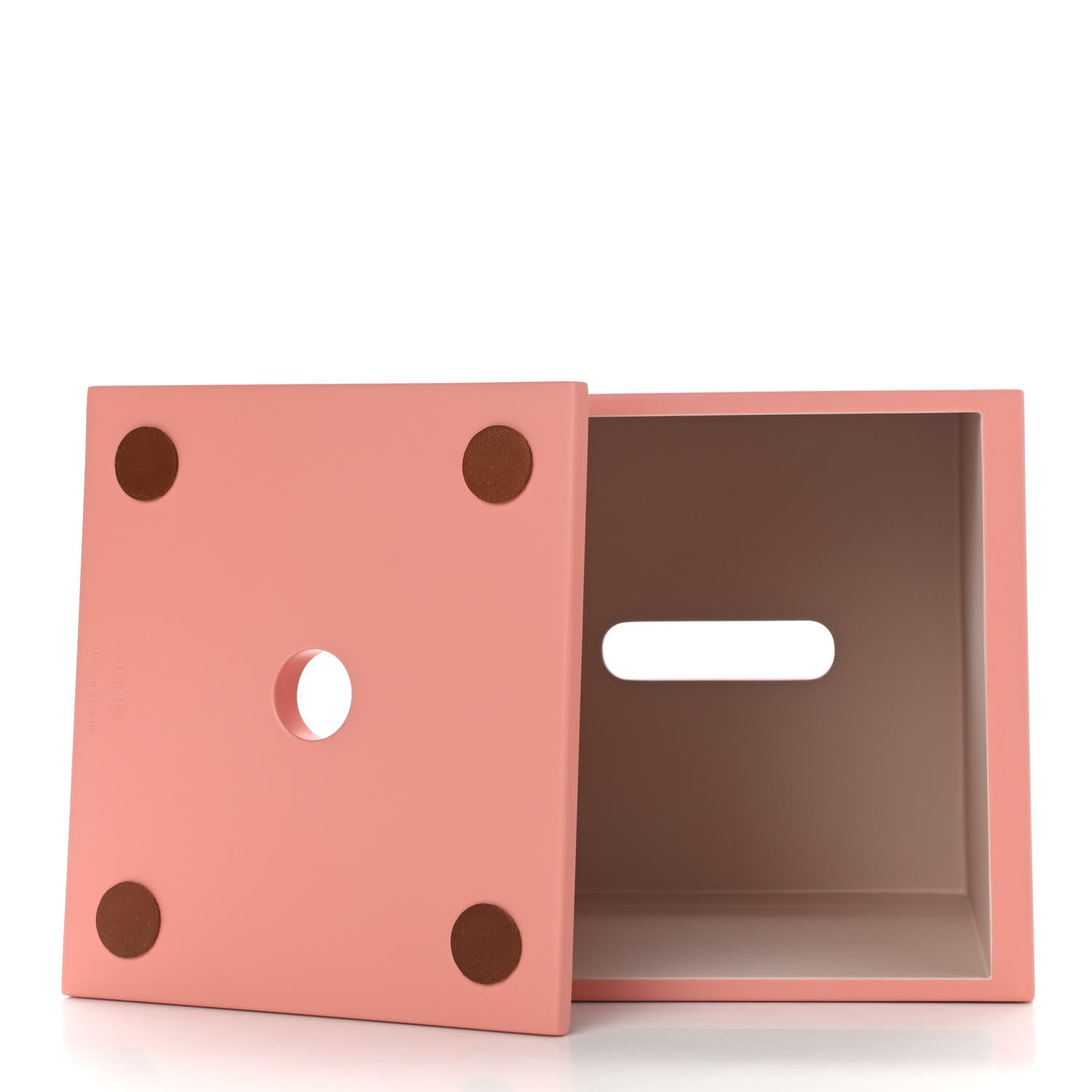 Hermes Lacquered Wood K-Box Square Tissue Box Pivoine Poudre 5 of 9