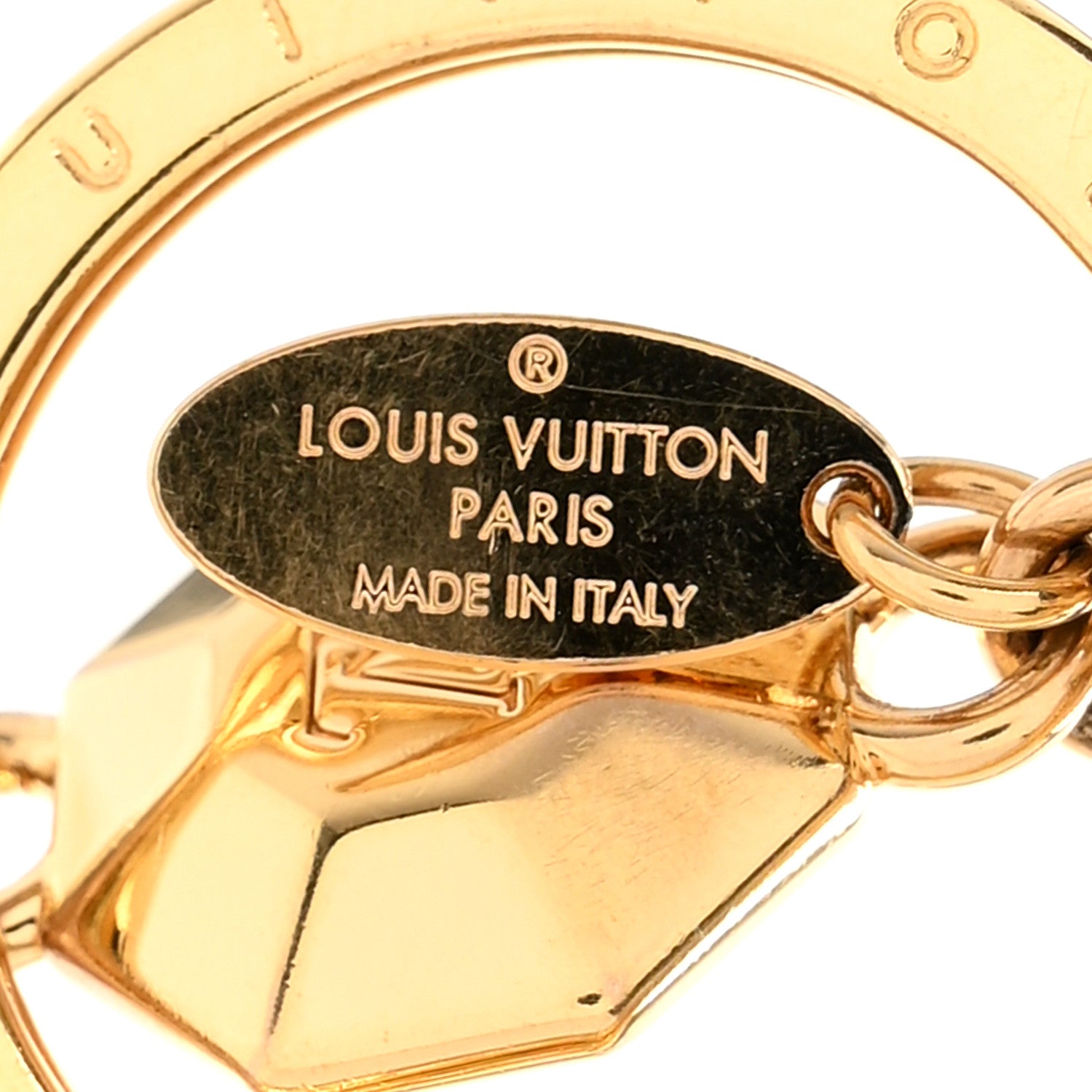 Louis Vuitton Metal LV Facettes Bag Charm Key Holder Gold 3 of 5