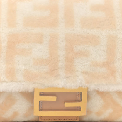 Fendi Shearling Vitello Dolce Macro FF 1974 Baguette White Ice Cuoio Miele Scuro 8 of 10