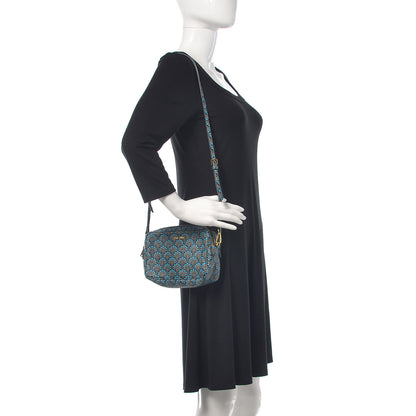 Miu Miu Goatskin Madras Dis Peacock Print Double Zip Crossbody Bag Asfalto 2 of 10