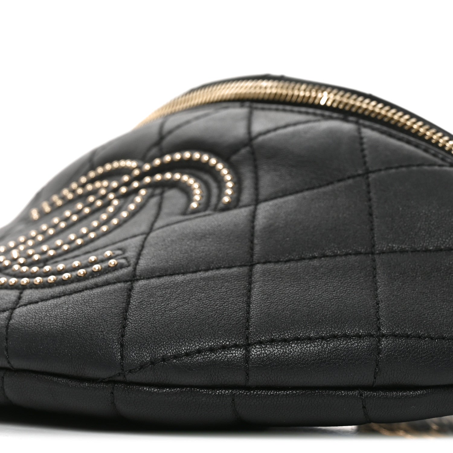 Chanel Lambskin Quilted Studded Waist Bag Fanny Pack Black 9 of 9