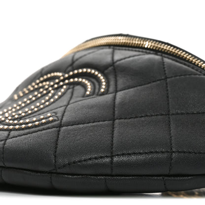 Chanel Lambskin Quilted Studded Waist Bag Fanny Pack Black 9 of 9