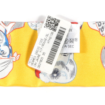 Hermes Silk Dress Code Twilly Jaune Vif Rouge White 4 of 4