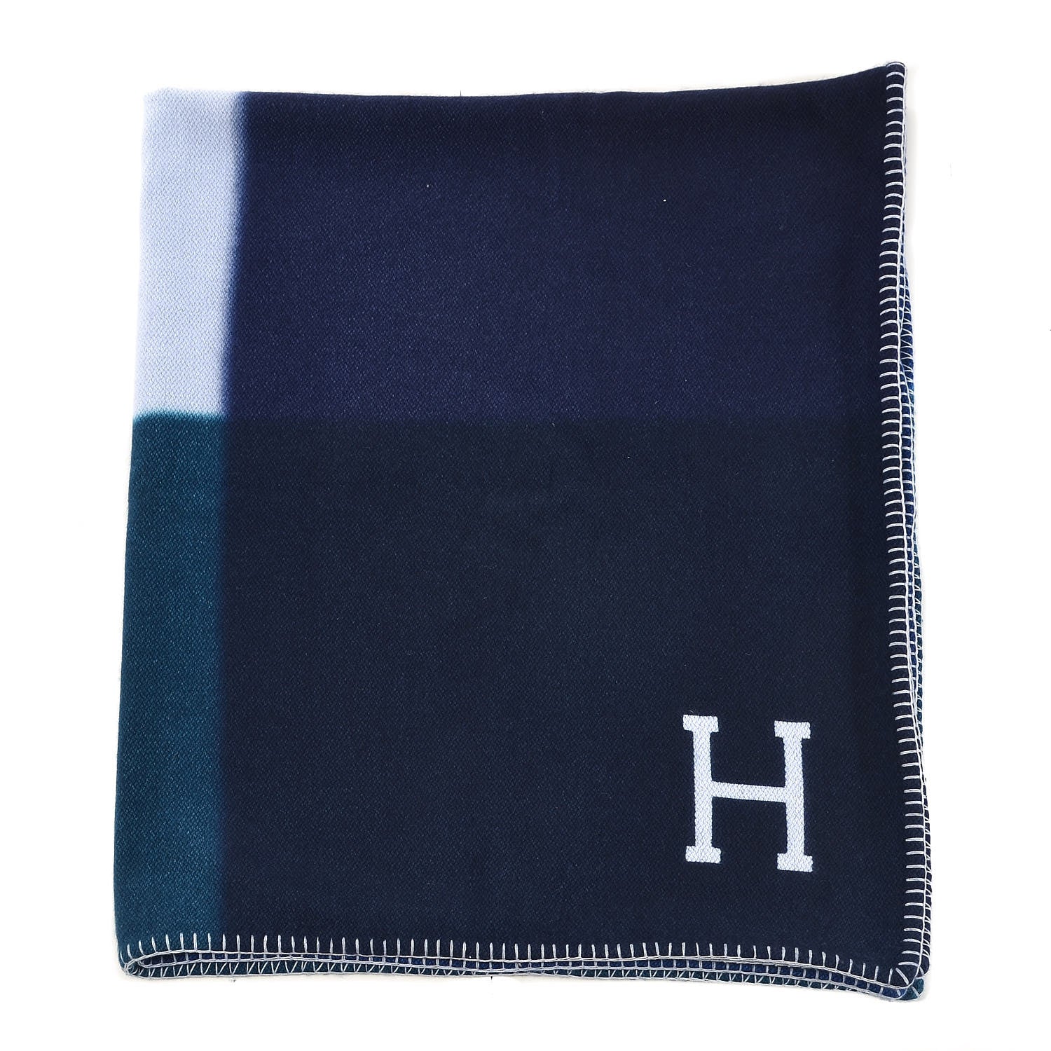 Hermes Cashmere Avalon Tangram Blanket Indigo Emeraude 1 of 4