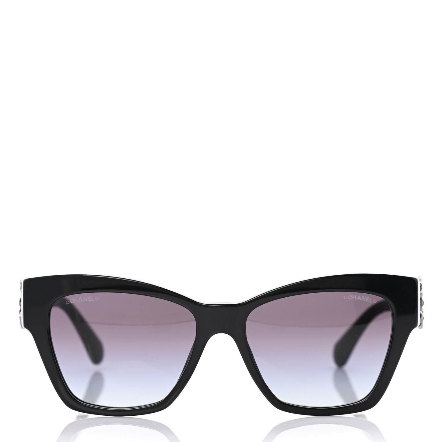 Acetate Square Cat Eye CC Sunglasses 5456 Black