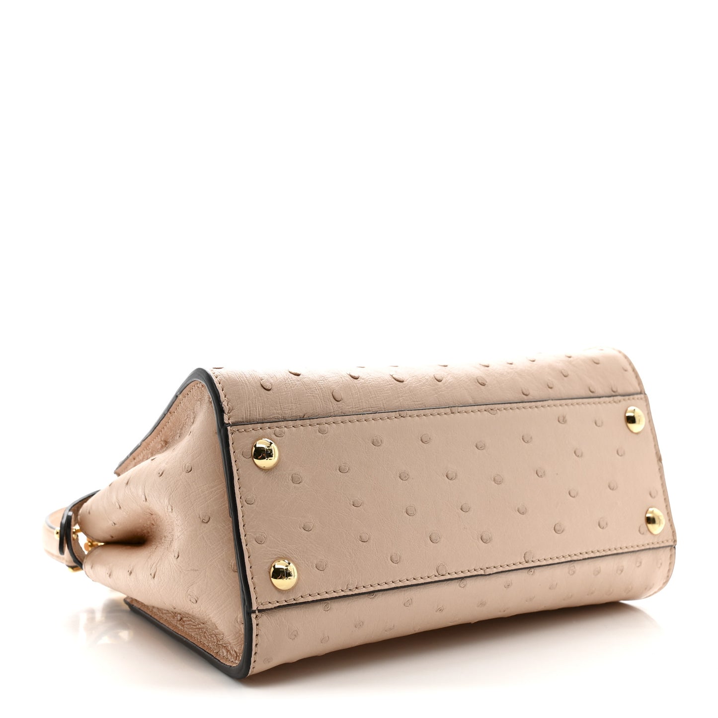 Ostrich Shiny Nappa Mini Peekaboo Iconic Satchel Poudre