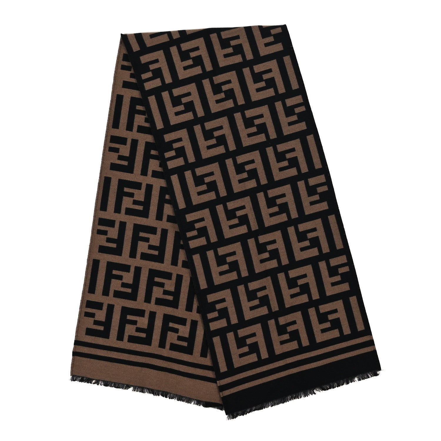 Fendi Wool FF Scarf Brown Black 2 of 3