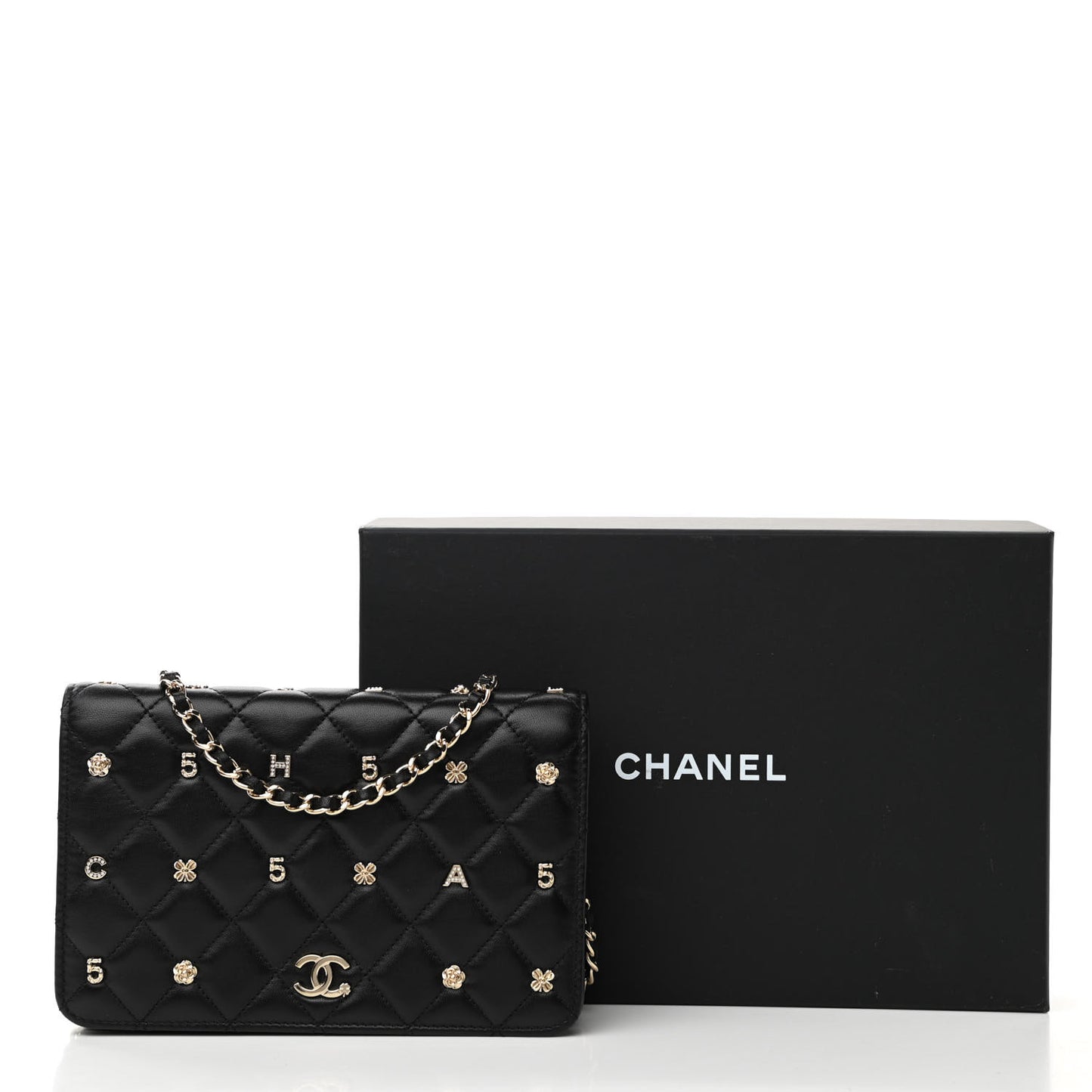 Lambskin Quilted All About Chanel Wallet On Chain WOC Black