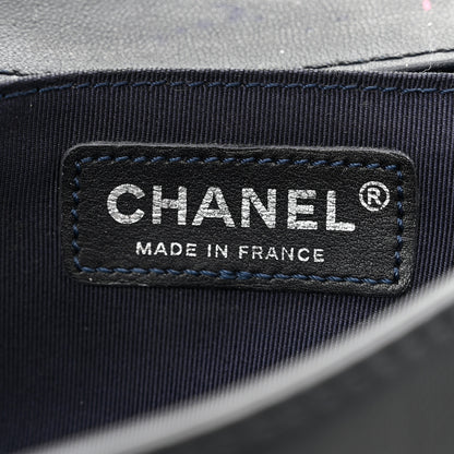 Chanel Lambskin Denim Tweed Medium Enchained Boy Flap Navy Blue 5 of 12
