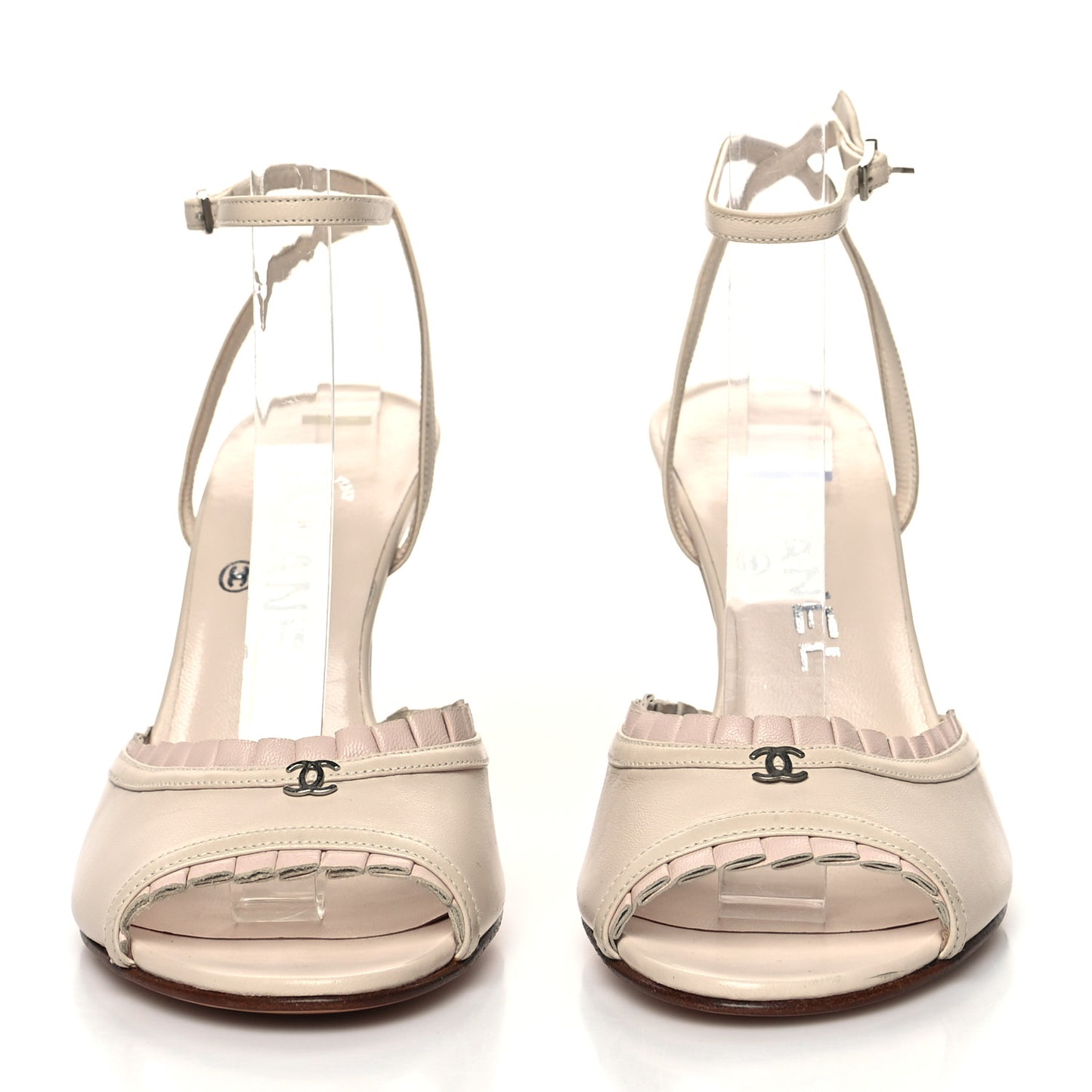 Lambskin CC Sandals 36 Beige Light Pink