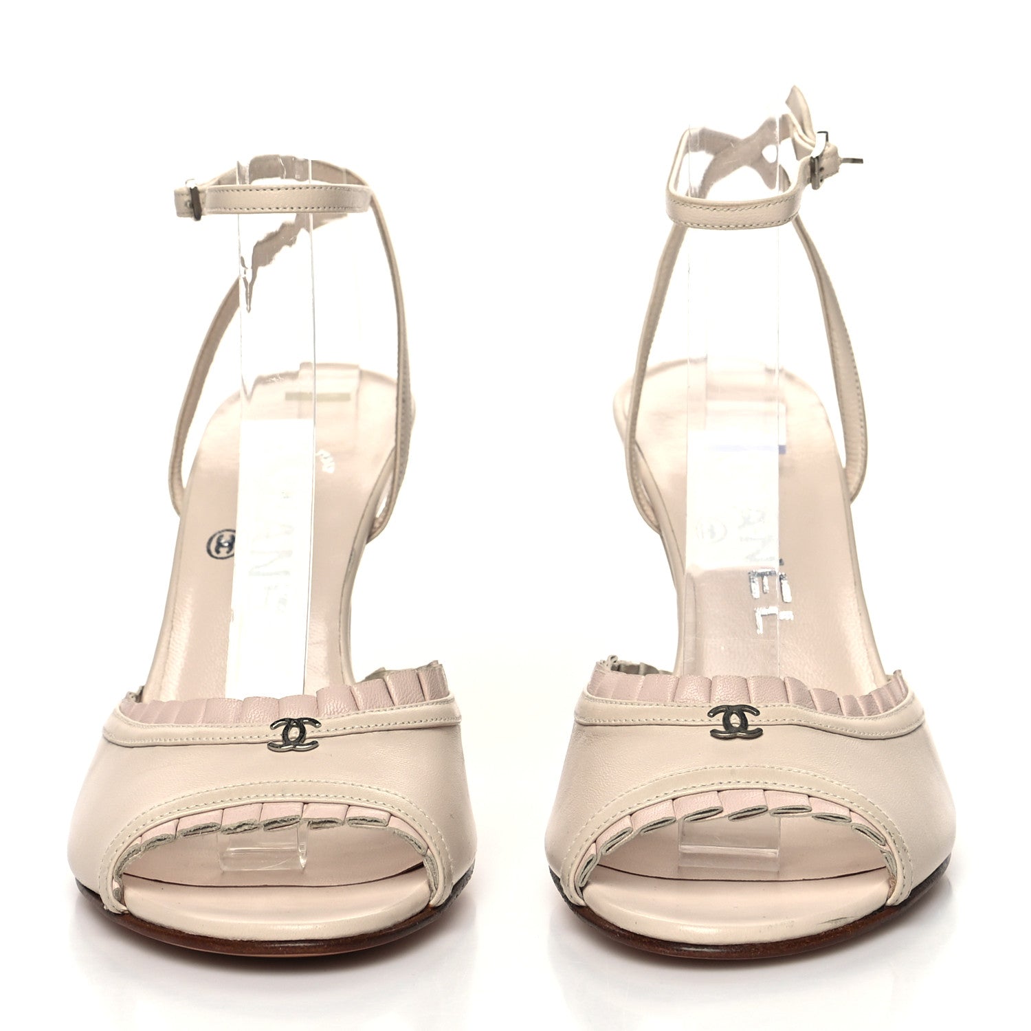 Chanel Lambskin CC Sandals 36 Beige Light Pink 2 of 10