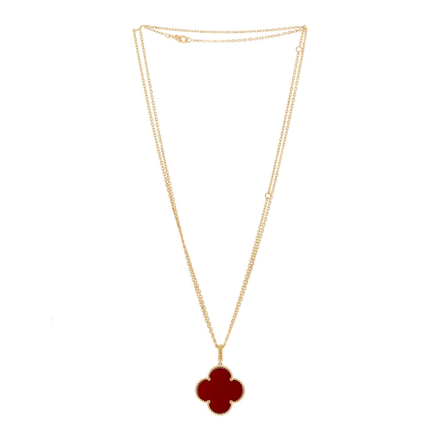 18K Yellow Gold Carnelian Magic Alhambra Long Necklace