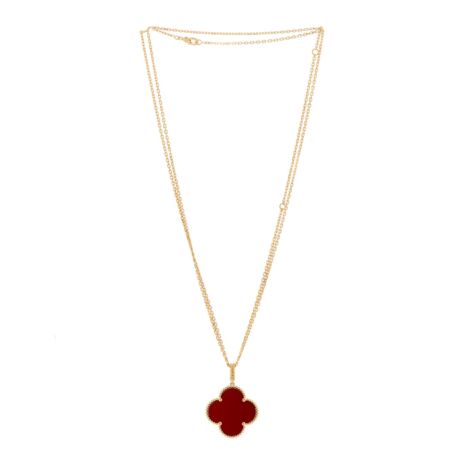 Van Cleef & Arpels 18K Yellow Gold Carnelian Magic Alhambra Long Necklace 3 of 7