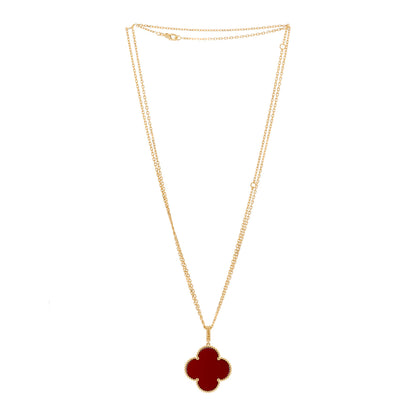 Van Cleef & Arpels 18K Yellow Gold Carnelian Magic Alhambra Long Necklace 3 of 7