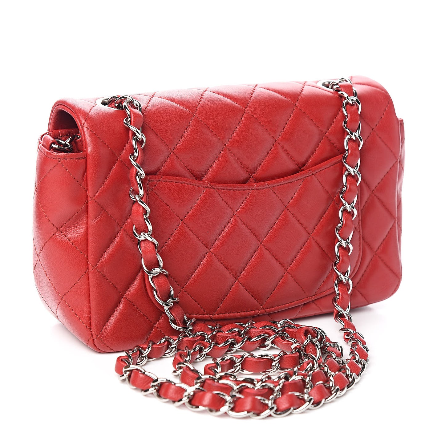 Lambskin Quilted Mini Rectangular Flap Red
