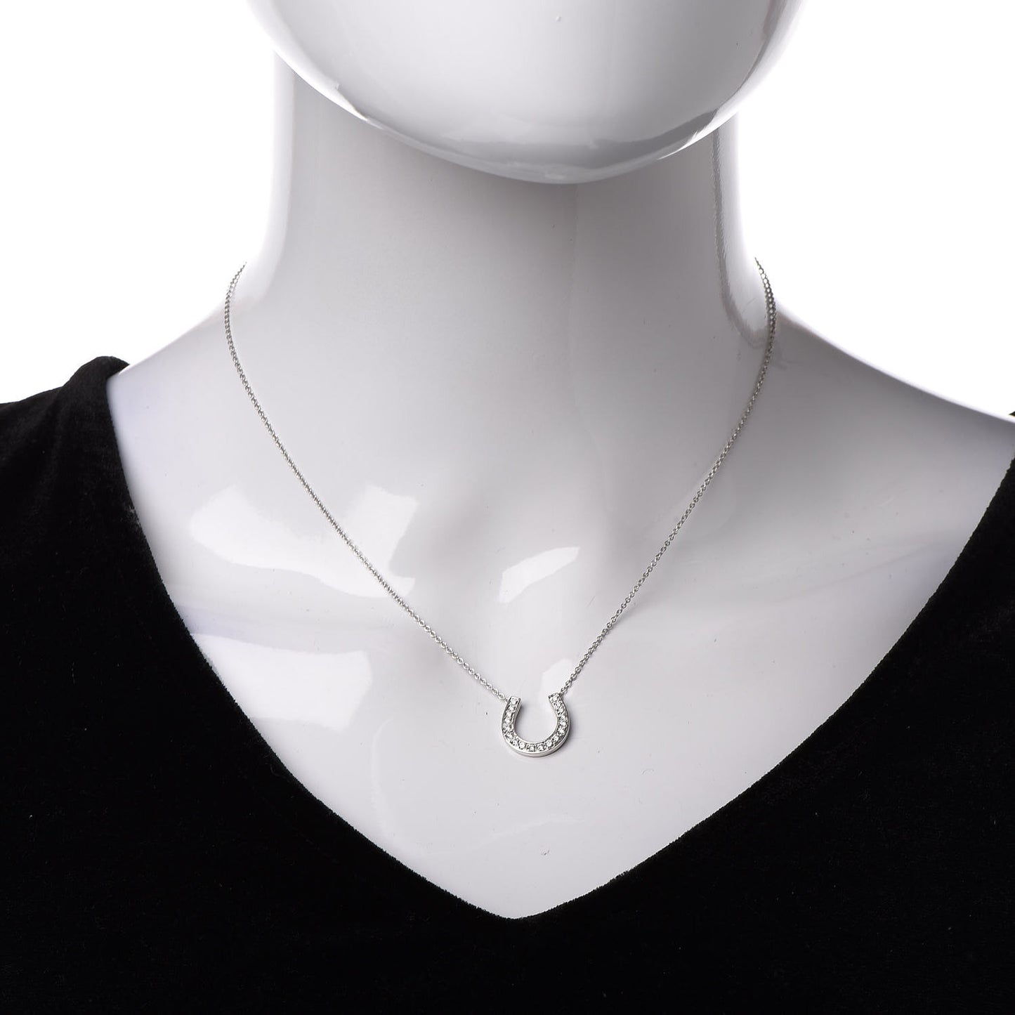 Platinum Diamond Horseshoe Pendant Necklace