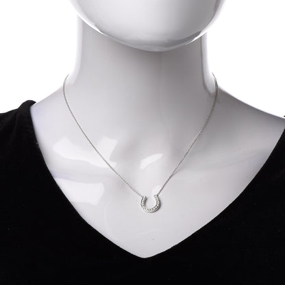Tiffany Platinum Diamond Horseshoe Pendant Necklace 2 of 5