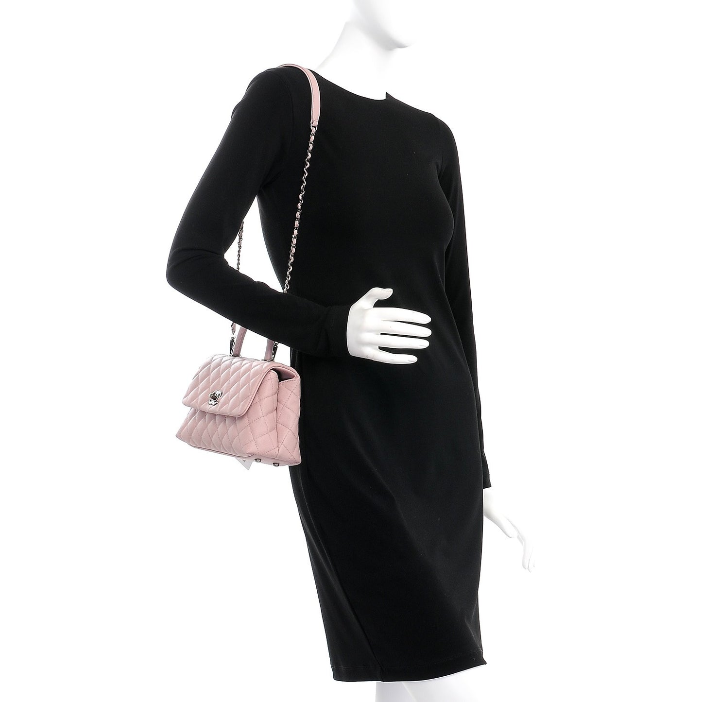 Caviar Quilted Mini Coco Handle Flap Pink