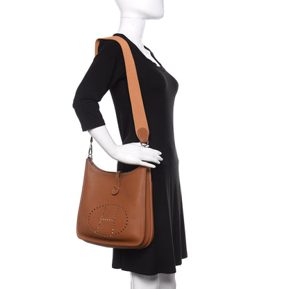 Hermes Taurillon Clemence Evelyne II PM Gold 2 of 9