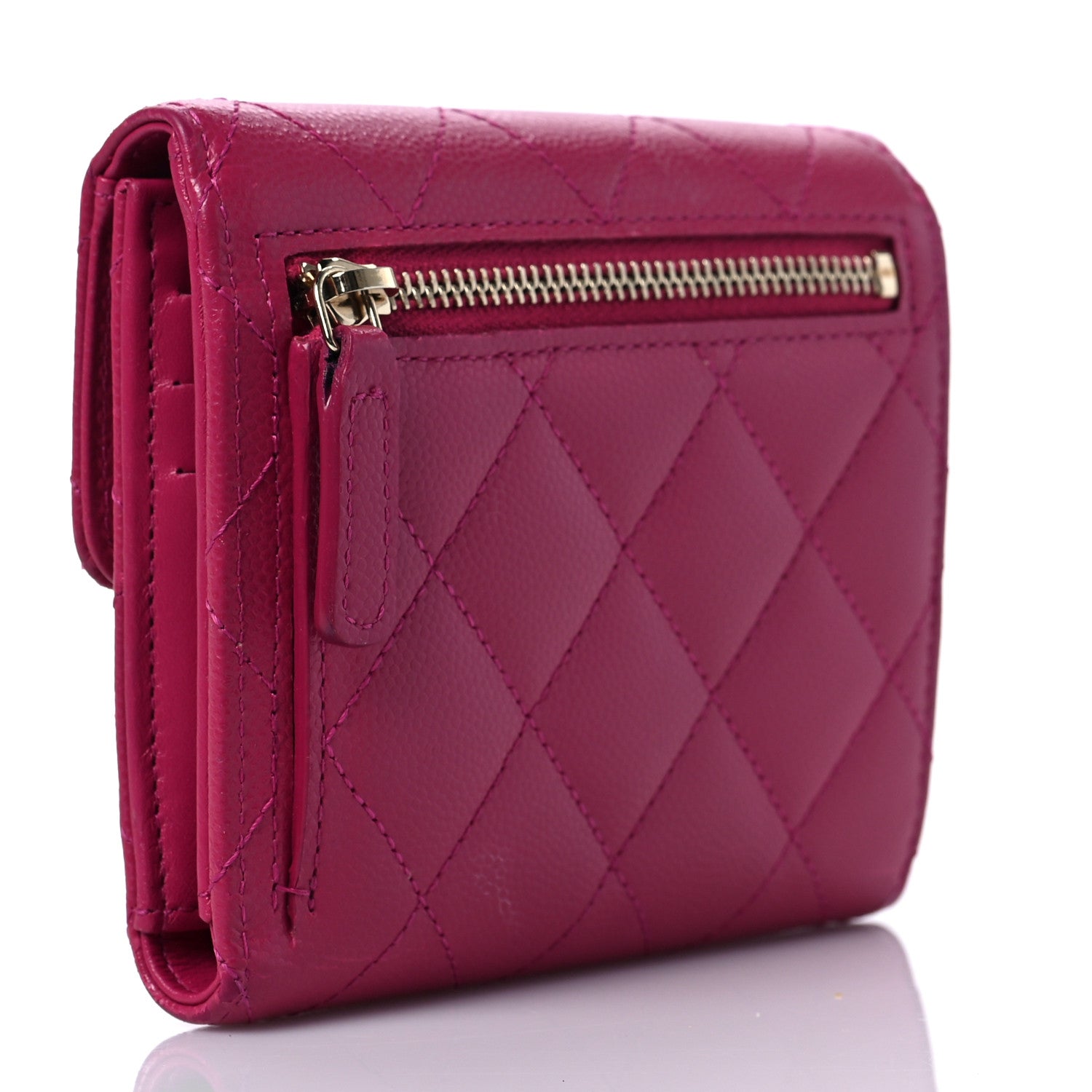 Chanel Caviar Quilted Compact Flap Wallet Pink 3 of 9