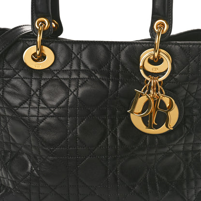 Christian Dior CHRISTIAN DIOR Lambskin Cannage Medium Lady Dior Black 8 of 11