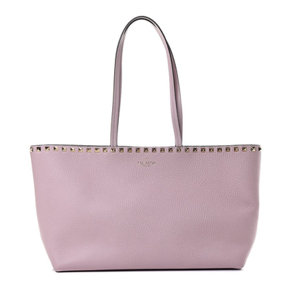 Valentino Garavani Grained Calfskin Small Rockstud Shoulder Tote Rose Quartz 1 of 4