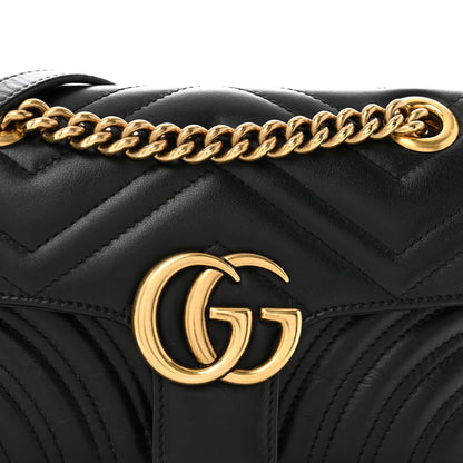 Gucci Calfskin Matelasse Mini GG Marmont Shoulder Bag Black 8 of 12