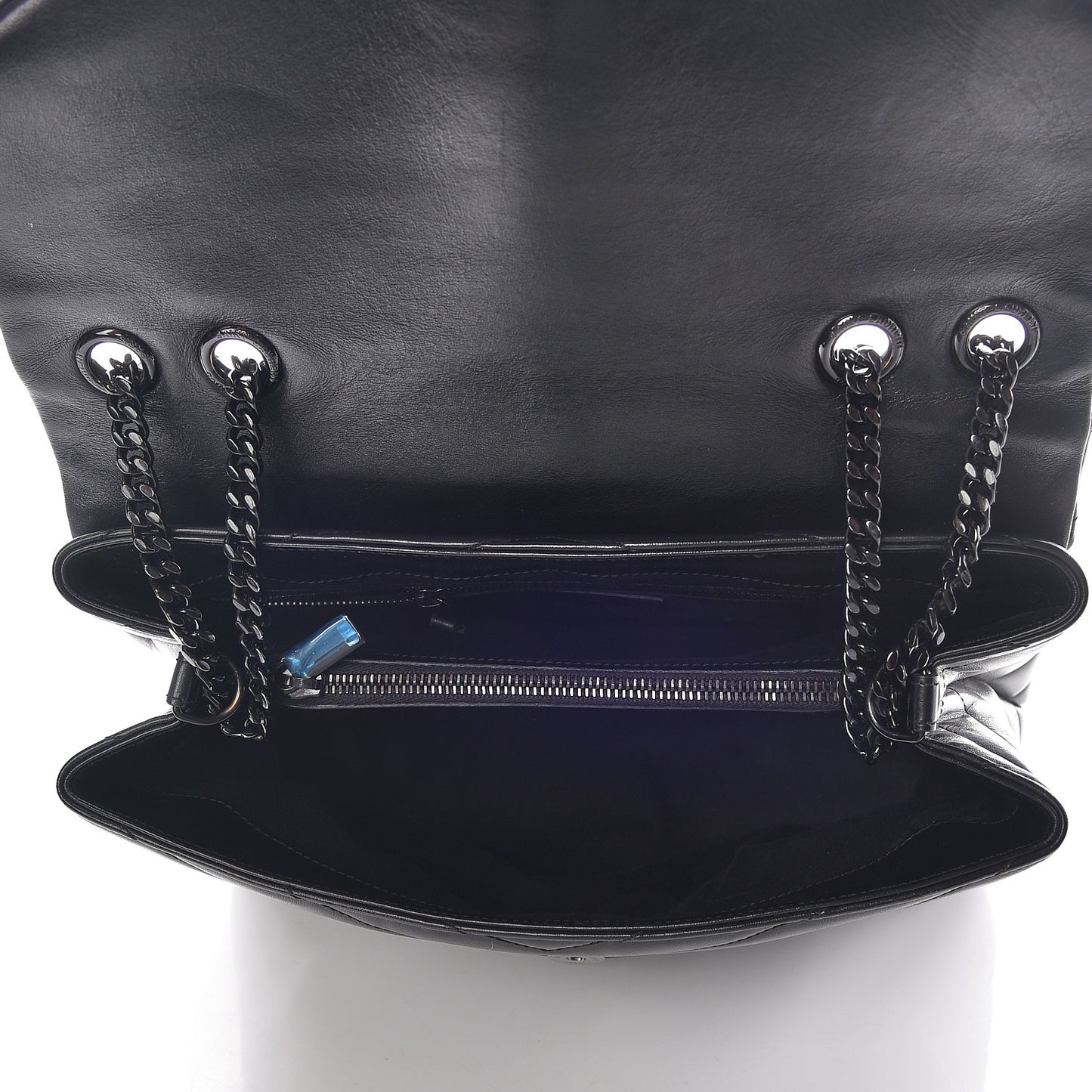 Calfskin Y Quilted Monogram Medium Loulou Chain Satchel Black